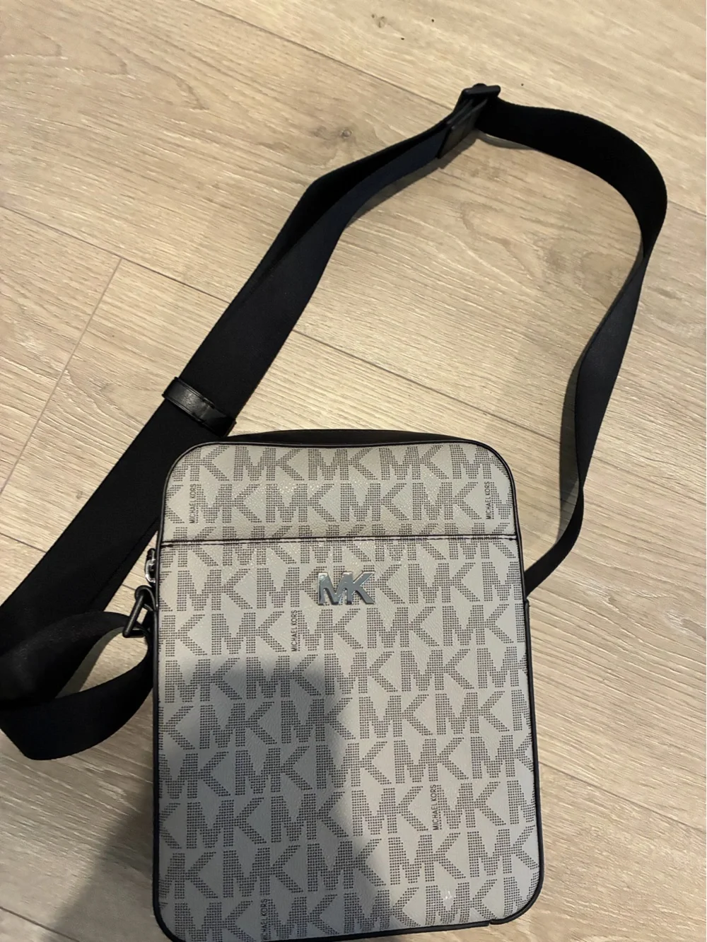 Michael Kors Men’s Grey MK Monogram Crossbody Bag